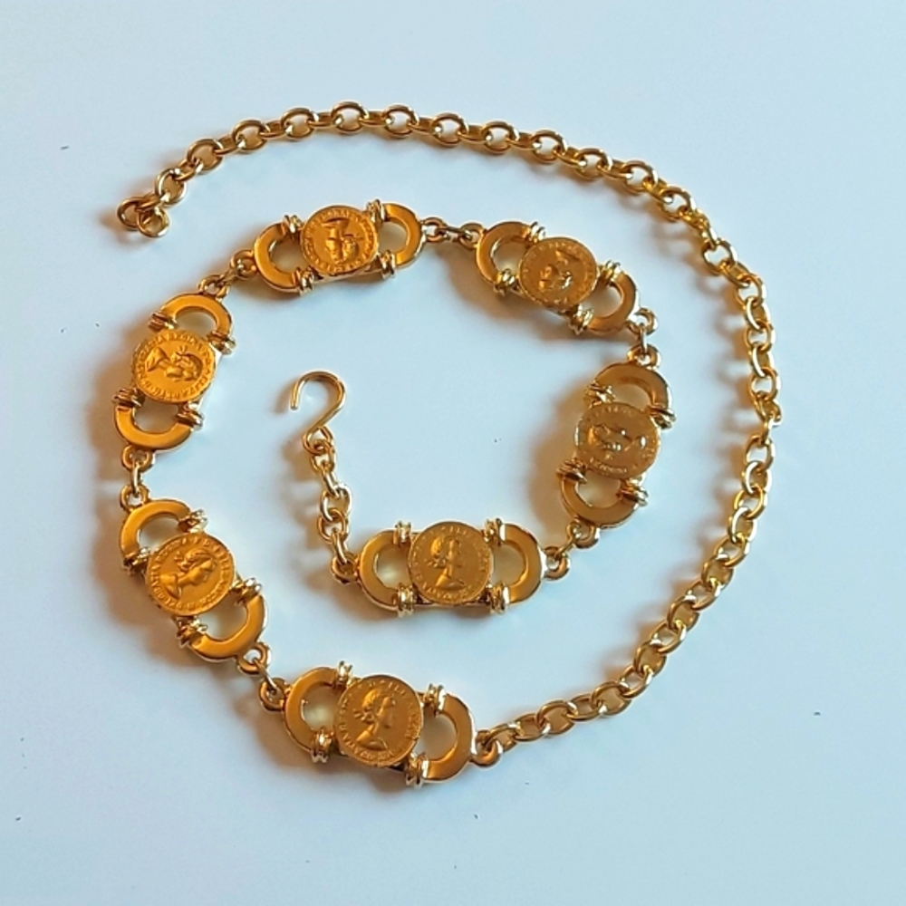 Elizabeth Dei Gratia Regina coin belt or necklace